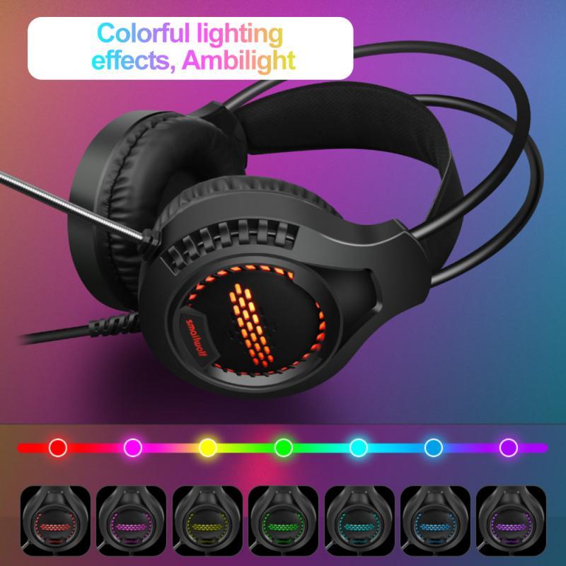 Gaming Headset 3.5MM/USB game earphones Stereo surround Wired Earphone Noise Reduction With Mic Colourful Light For Laptop Gamer