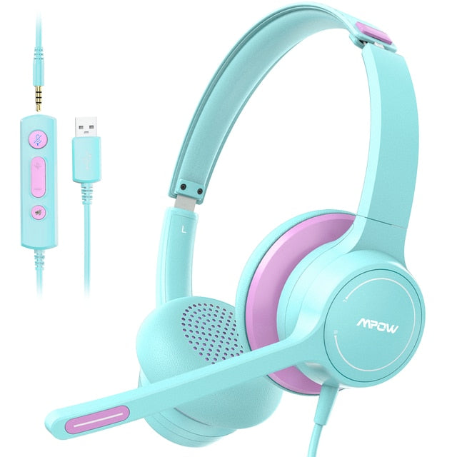 Mpow 328 Wired Headphones USB/3.5mm Headset with Microphone Business Headset In-line Control for Skype PC Computer Cell Phone